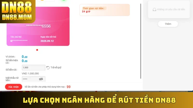 Lựa chọn ngân hàng để Rút Tiền DN88